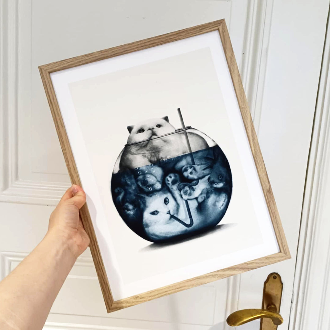 Gicléetryck – "Catbowl" av Mikel Nilsson (signerat)